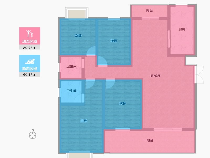 湖北省-襄阳市-谷城银座-125.75-户型库-动静分区