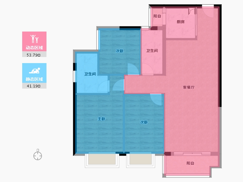 广东省-东莞市-山水江南玖峯-85.86-户型库-动静分区