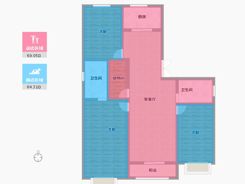 重庆-重庆市-丽景华庭二期-119.51-户型库-动静分区