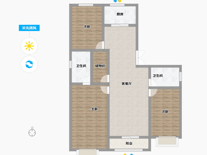 重庆-重庆市-丽景华庭二期-119.51-户型库-采光通风