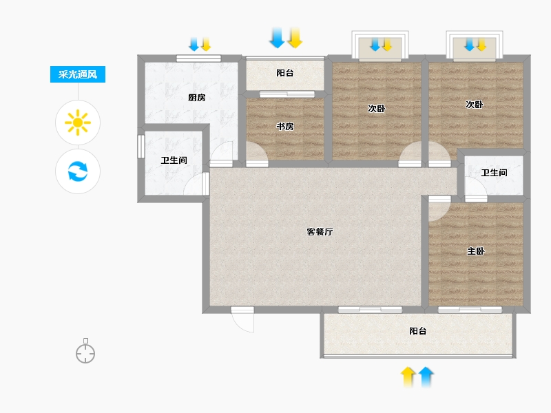 湖北省-襄阳市-谷城银座-106.27-户型库-采光通风