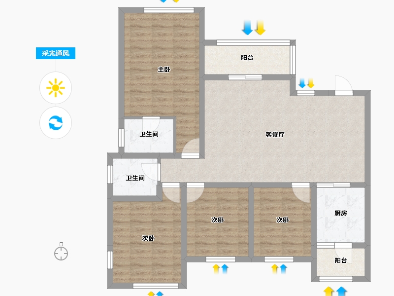 四川省-遂宁市-金宏·青龙湾-99.38-户型库-采光通风