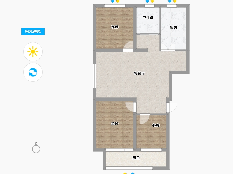 山东省-潍坊市-鑫雅苑-74.14-户型库-采光通风