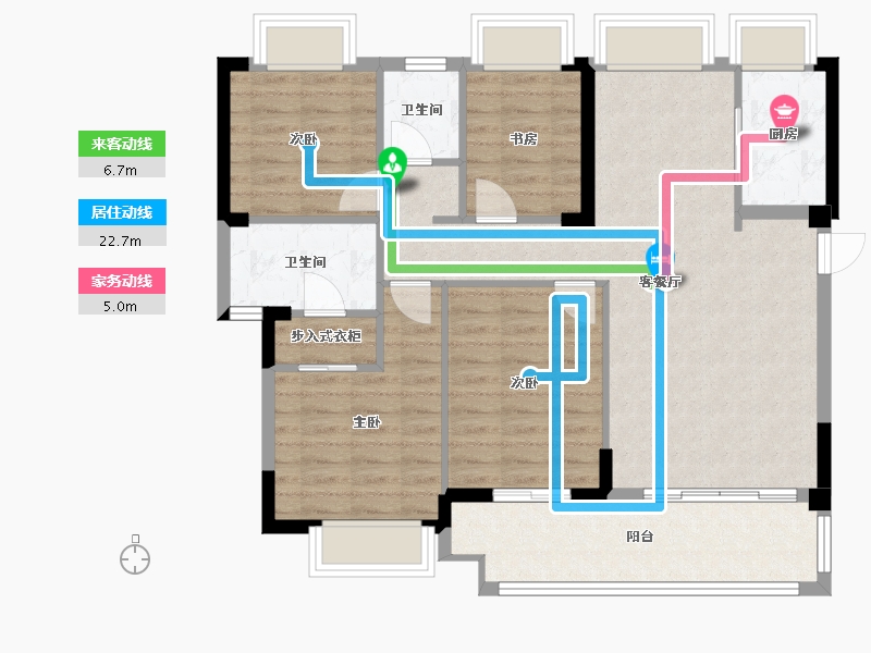 福建省-龙岩市-汀州臻邸-97.76-户型库-动静线