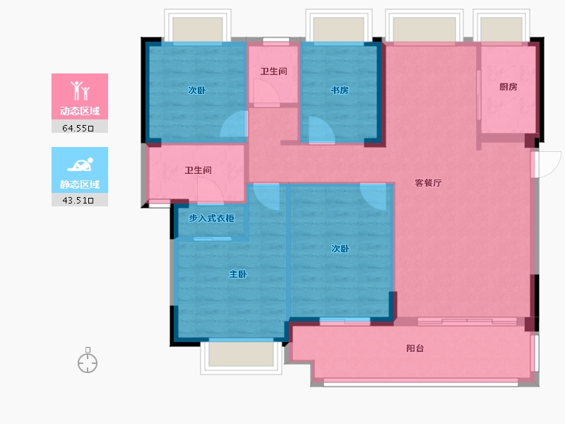 福建省-龙岩市-汀州臻邸-97.76-户型库-动静分区