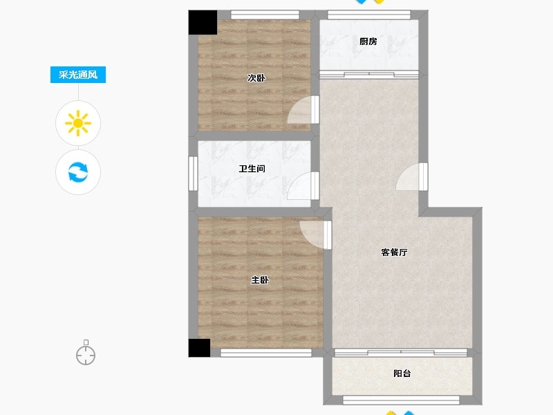 山东省-烟台市-晓龙子文学府-62.00-户型库-采光通风