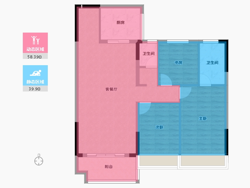 湖南省-郴州市-新东方锦绣庄园-88.98-户型库-动静分区