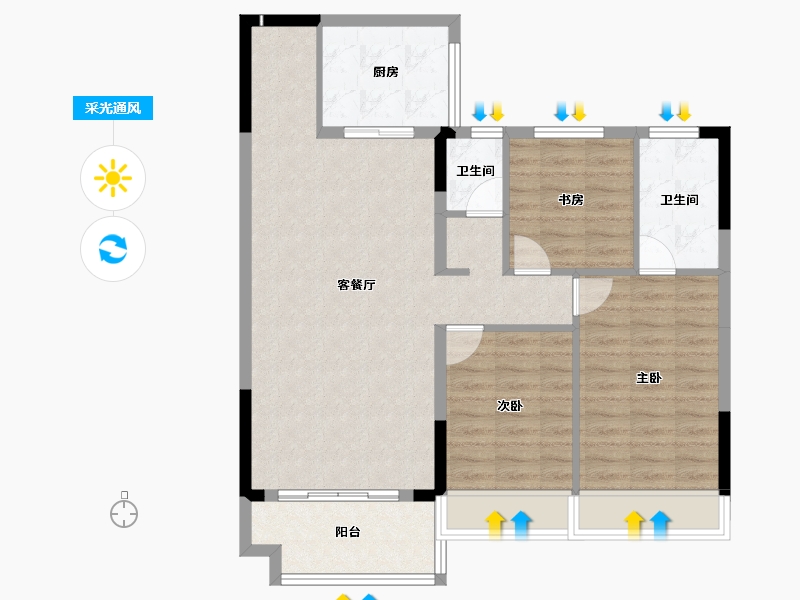 湖南省-郴州市-新东方锦绣庄园-88.98-户型库-采光通风