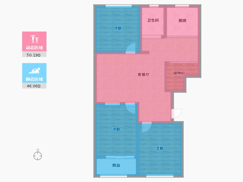 山东省-潍坊市-鑫雅苑-85.71-户型库-动静分区