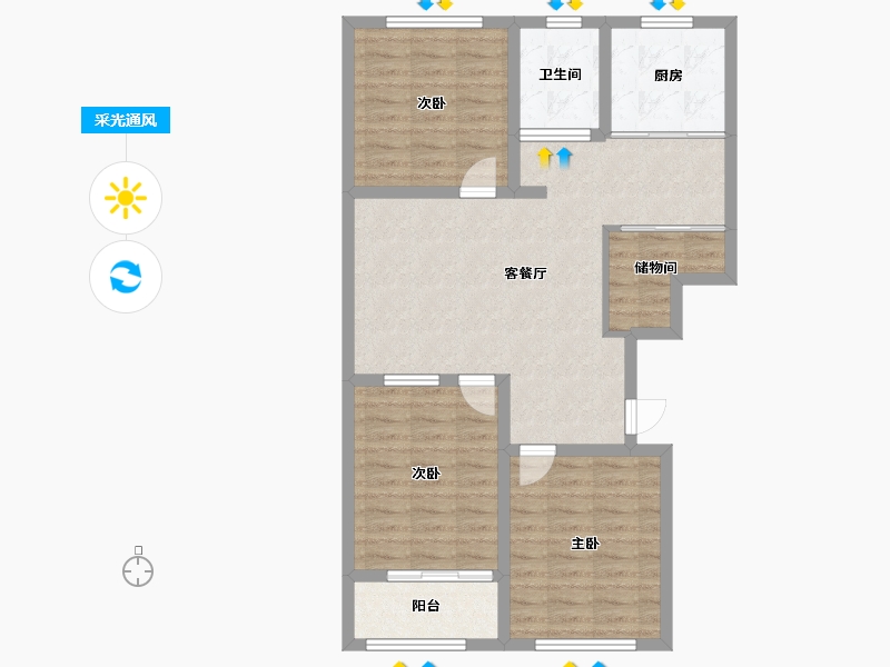 山东省-潍坊市-鑫雅苑-85.71-户型库-采光通风