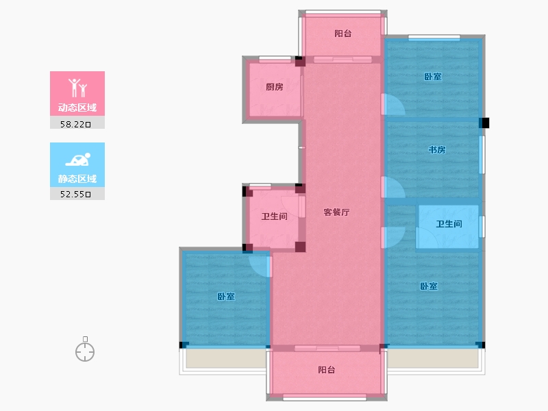 湖南省-郴州市-江湾壹号-98.90-户型库-动静分区