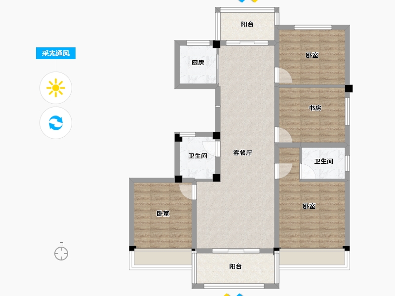 湖南省-郴州市-江湾壹号-98.90-户型库-采光通风