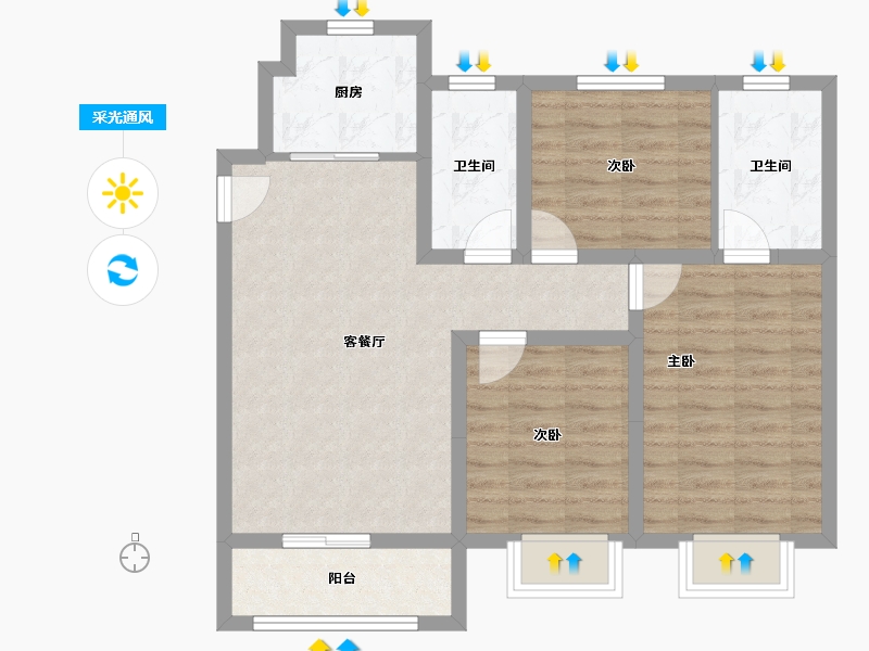 河北省-唐山市-润唐悦府-101.00-户型库-采光通风