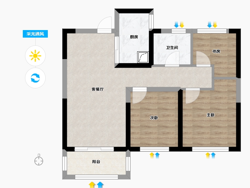 河南省-郑州市-融创城-88.00-户型库-采光通风