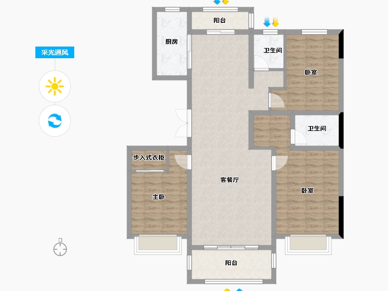 河北省-邢台市-盛世熙府大院-111.75-户型库-采光通风