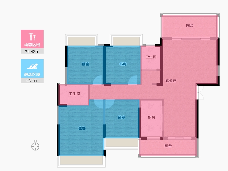 湖南省-郴州市-中港瓏熙府-110.23-户型库-动静分区