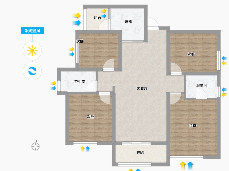 四川省-遂宁市-金宏·青龙湾-91.46-户型库-采光通风