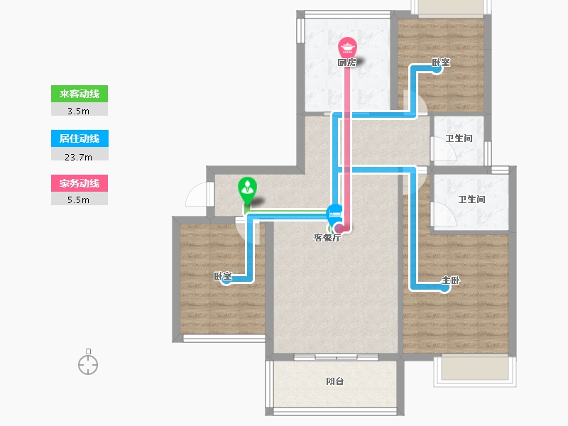 四川省-绵阳市-同立中央23街区-88.95-户型库-动静线