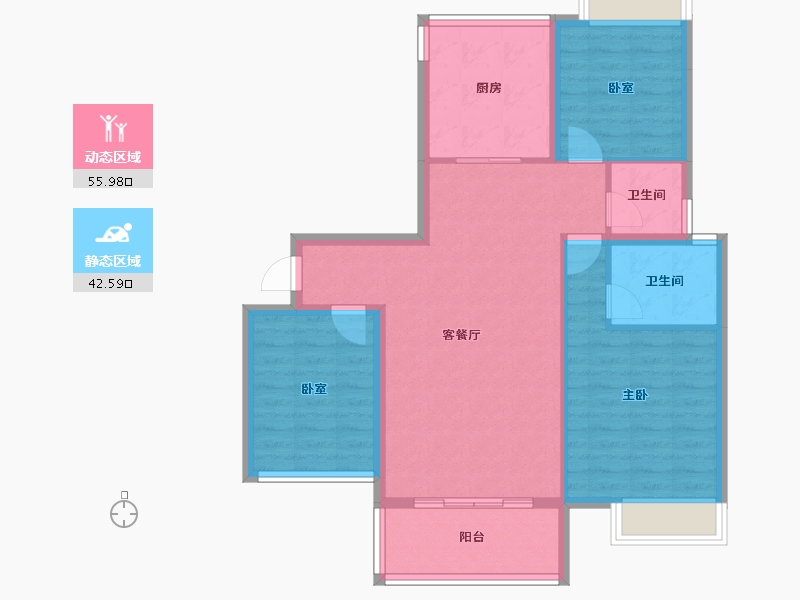 四川省-绵阳市-同立中央23街区-88.95-户型库-动静分区