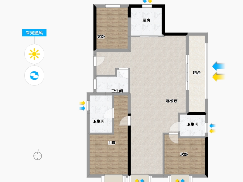 浙江省-金华市-万家风华-120.00-户型库-采光通风