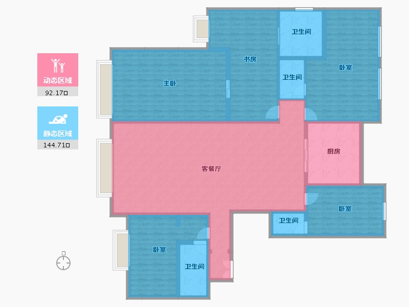 青海省-西宁市-九洲河畔世家-216.24-户型库-动静分区