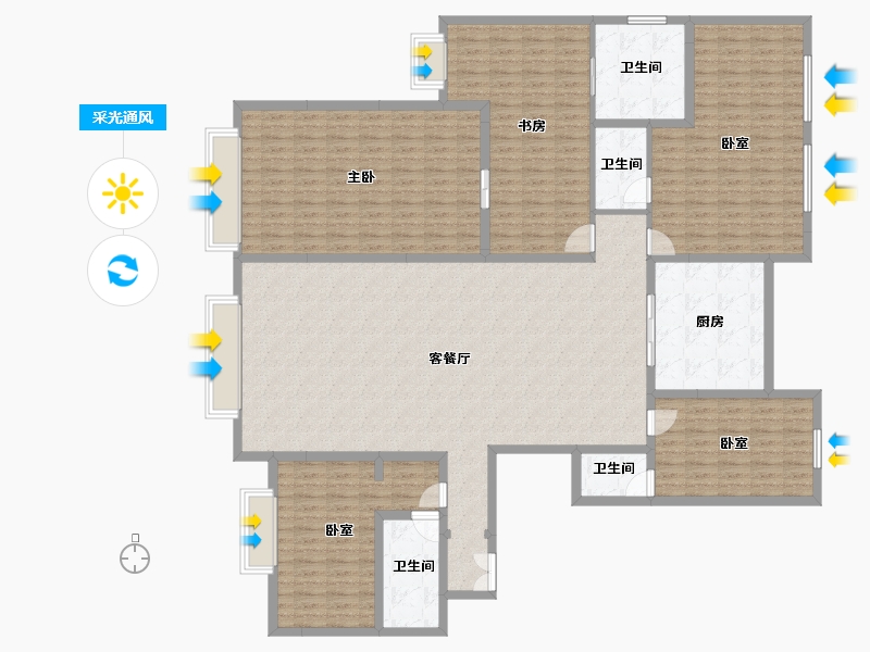 青海省-西宁市-九洲河畔世家-216.24-户型库-采光通风