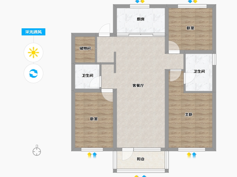 辽宁省-盘锦市-盘锦万科城·如园-86.85-户型库-采光通风