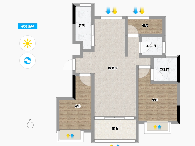 山东省-烟台市-山海名苑-78.40-户型库-采光通风