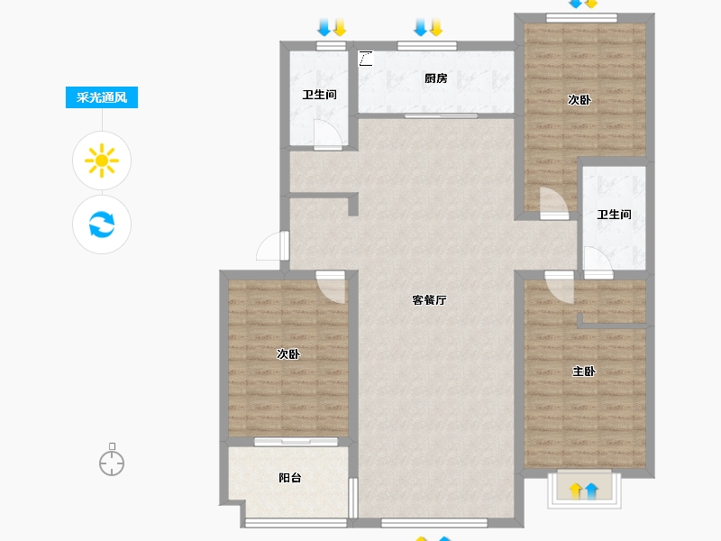 河北省-邯郸市-东城金樾府-125.00-户型库-采光通风