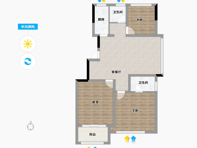 江苏省-无锡市-MOM八春风湖上-88.00-户型库-采光通风