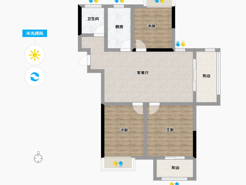 安徽省-宣城市-金銮御林河畔-81.16-户型库-采光通风