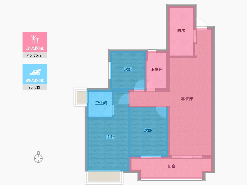 广东省-广州市-绿地越秀海玥-80.13-户型库-动静分区