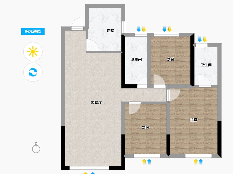 内蒙古自治区-通辽市-诚达·龙庭御府-81.16-户型库-采光通风