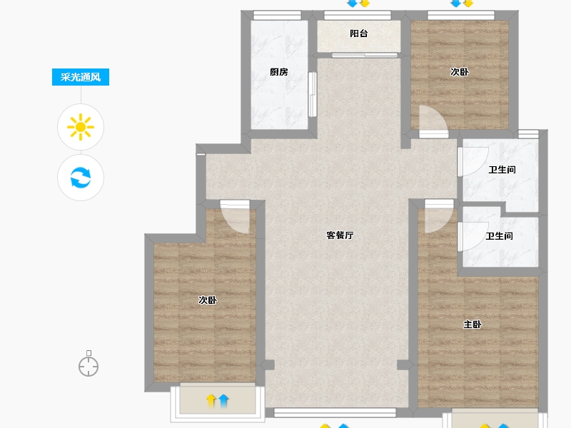 河北省-石家庄市-瀚正御璟城-85.23-户型库-采光通风