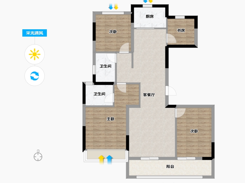 浙江省-温州市-德信天宸-100.90-户型库-采光通风