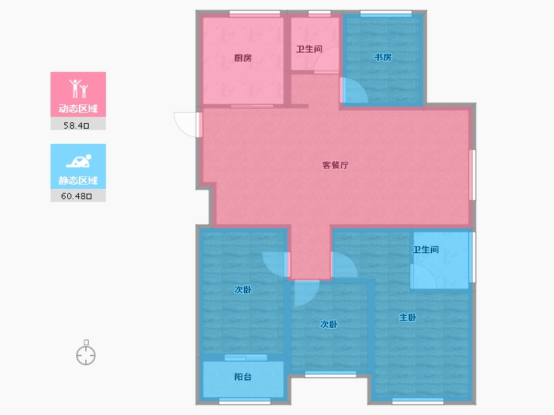 山东省-泰安市-龙湖公园里·公园里-106.59-户型库-动静分区