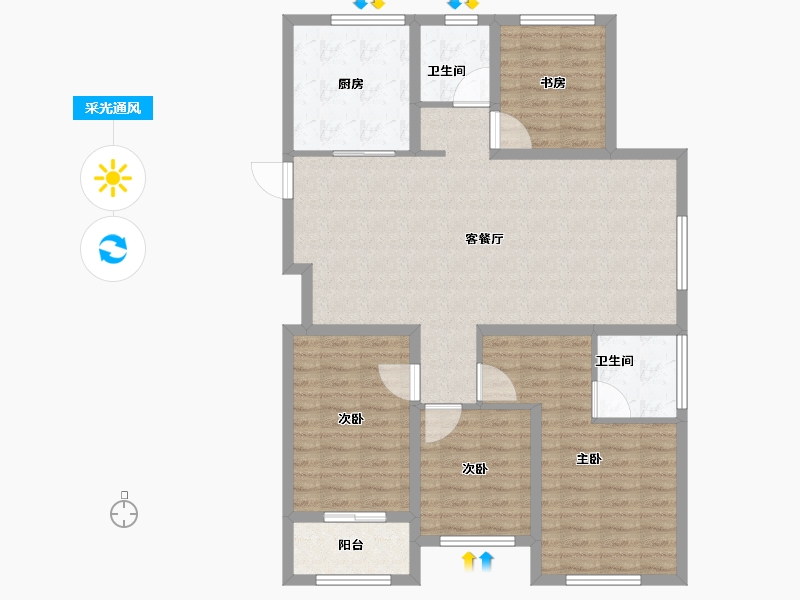 山东省-泰安市-龙湖公园里·公园里-106.59-户型库-采光通风