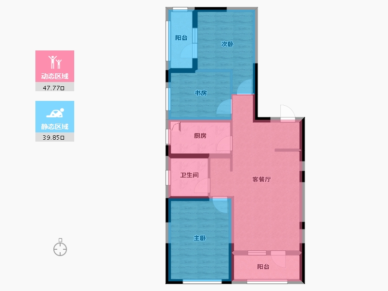 辽宁省-沈阳市-明华·彩虹里-89.00-户型库-动静分区