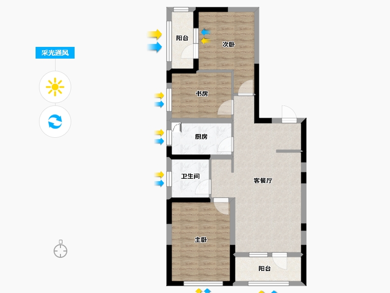 辽宁省-沈阳市-明华·彩虹里-89.00-户型库-采光通风