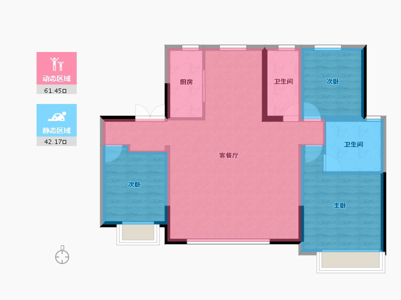 内蒙古自治区-通辽市-诚达·龙庭御府-93.34-户型库-动静分区