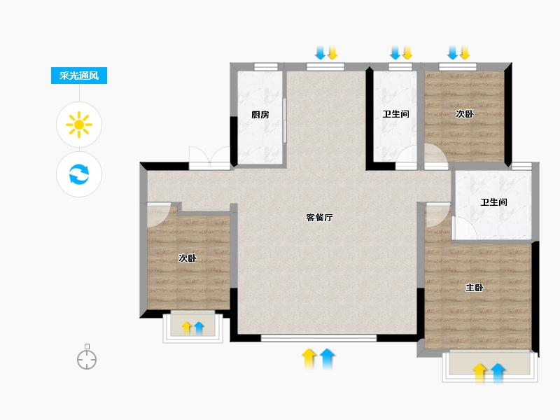 内蒙古自治区-通辽市-诚达·龙庭御府-93.34-户型库-采光通风