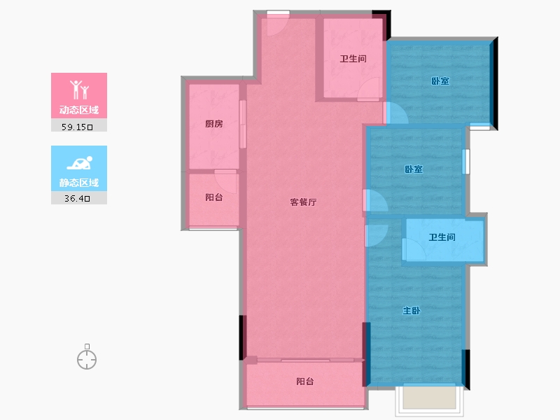 广东省-梅州市-狮城华府-86.30-户型库-动静分区