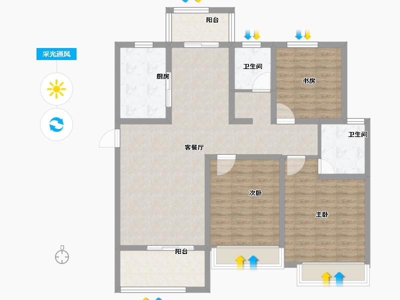 河南省-许昌市-物华溪悦-103.20-户型库-采光通风