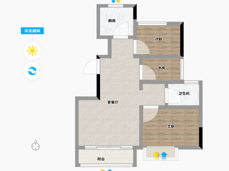 山东省-烟台市-山海名苑-68.80-户型库-采光通风