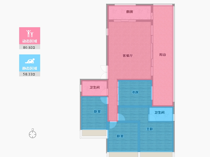 云南省-红河哈尼族彝族自治州-城发·沁园-125.25-户型库-动静分区