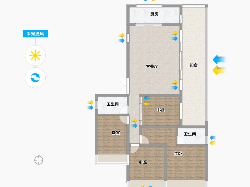 云南省-红河哈尼族彝族自治州-城发·沁园-125.25-户型库-采光通风