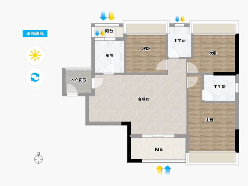 安徽省-宿州市-彼岸星城·融耀-86.49-户型库-采光通风