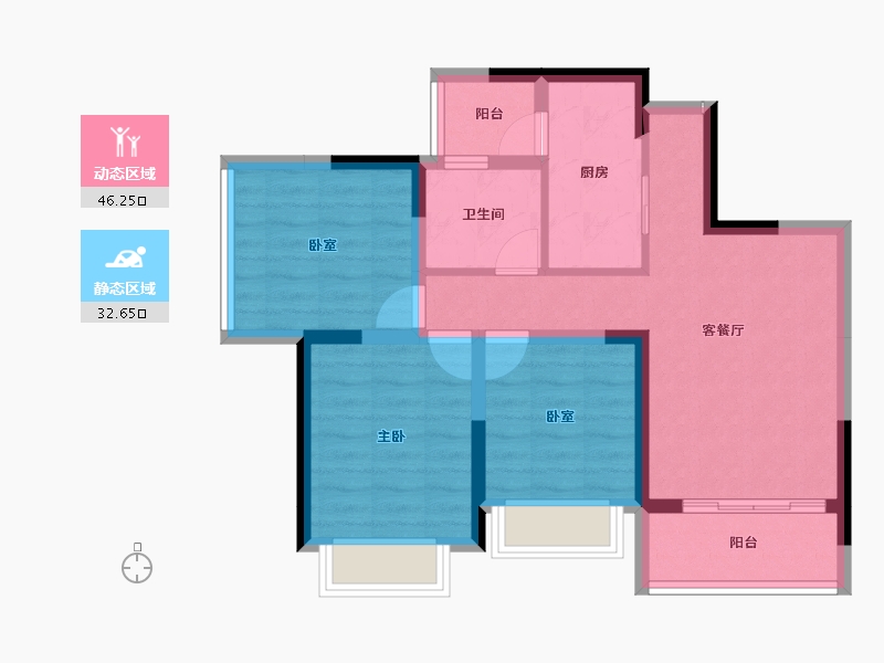 四川省-成都市-奥园玖俪湾-69.45-户型库-动静分区