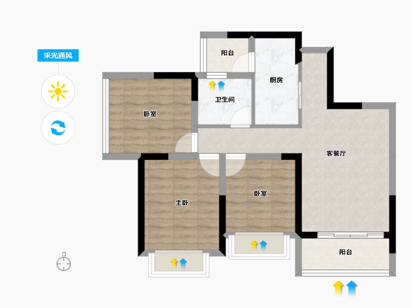 四川省-成都市-奥园玖俪湾-69.45-户型库-采光通风