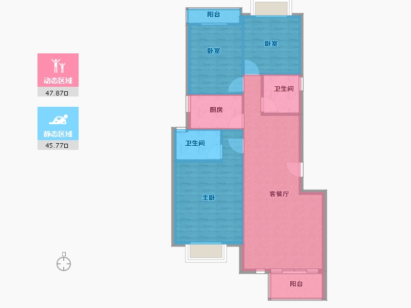 安徽省-宿州市-彼岸星城·融耀-85.65-户型库-动静分区